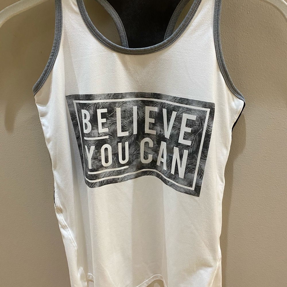 Athleta girl graphic white tank top size M/8-10